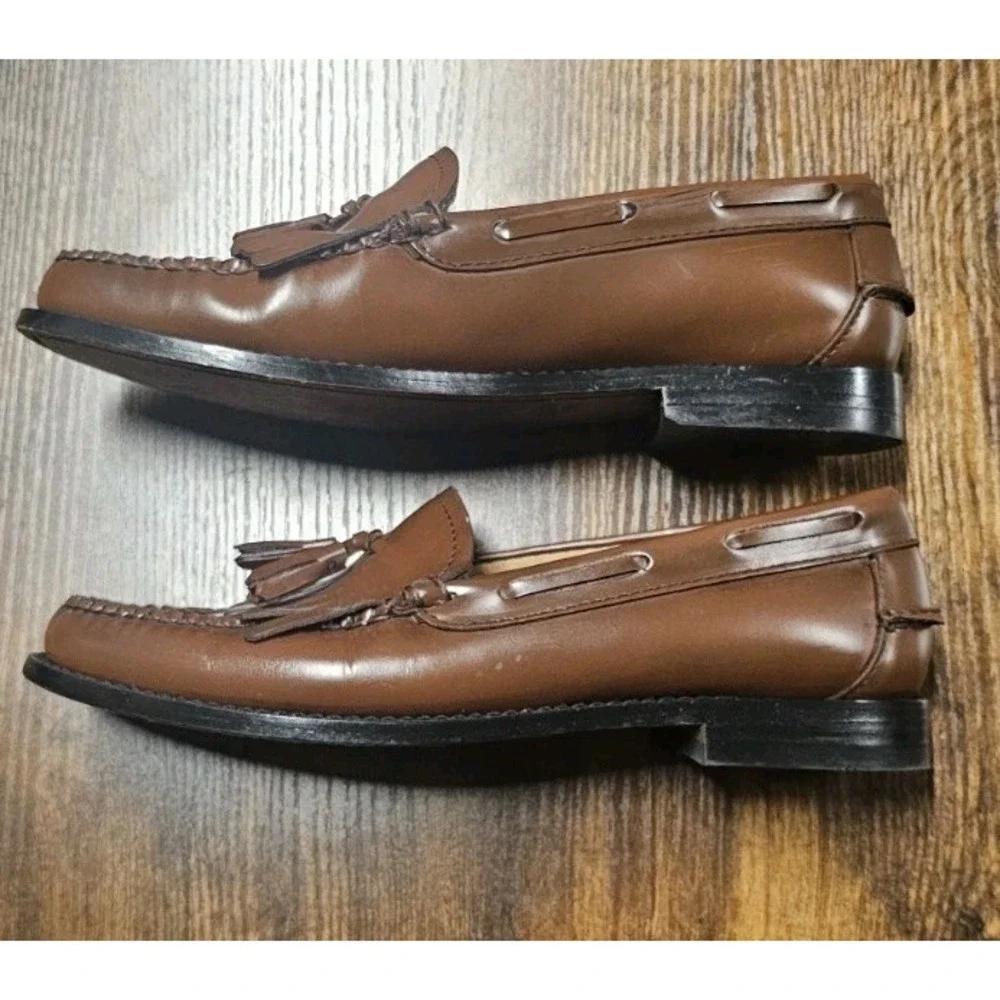 Bass Weejuns Loafers Size 8 Tan Leather Kiltie Tassel Academia